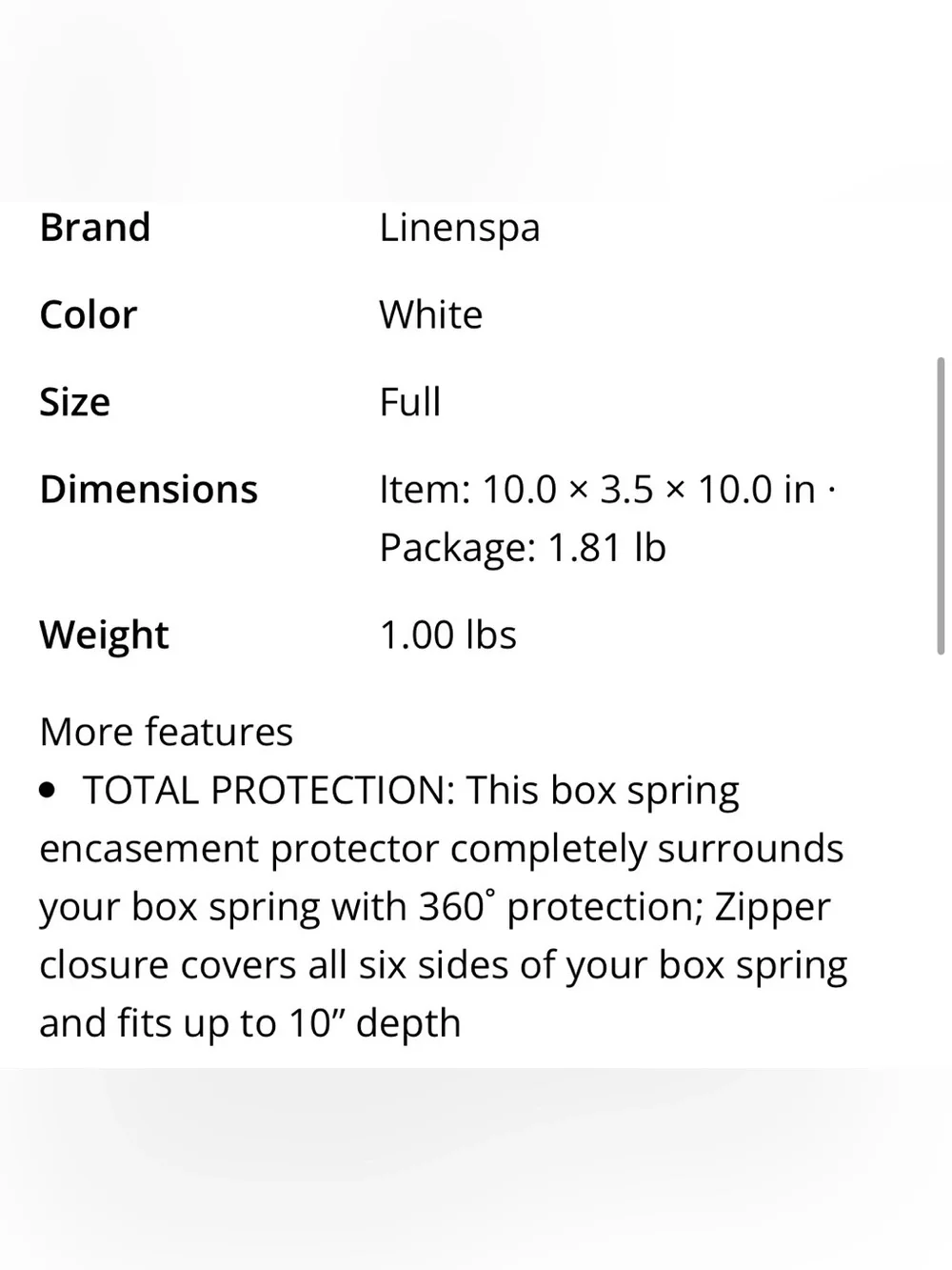 White Box Spring Encasement - Waterproof Zippered Protection